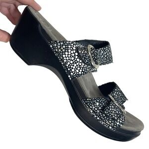 Dansko Sophie Wedge Sandals Shagreen Dot Leather Womens 8.5-9 EU 39